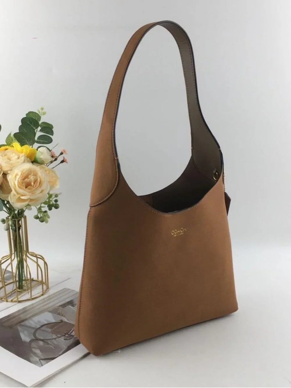 Black GarmentCoach Brooklyn Shoulder Bag 28 B4/DARK STONE